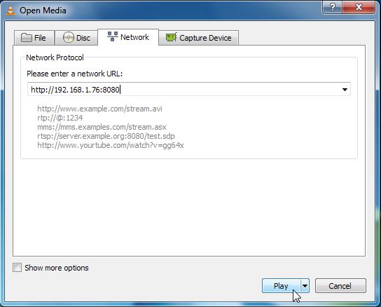 stream vlc to tv - укажите путь http