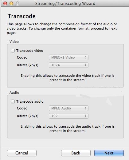 stream vlc to tv - оставьте поле транскодирования пустым
