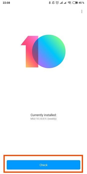 Проверка обновлений MIUI
